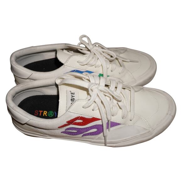 STRAYE Venice Flame Low Top Sneakers White Red Purple Skate Shoes Men’s 11 - Picture 5 of 6